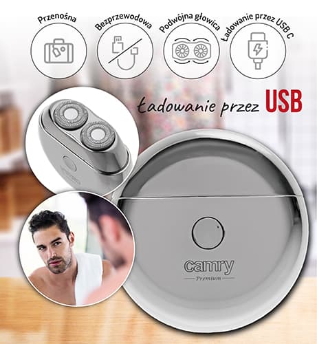 CR 2938 2-pään matkaparranajokone USB:llä