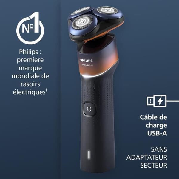 Philips 5000X Series elektrisk rakapparat med SkinProtect-teknologi, flexibel huvud 360°, snabb laddning, skyddslock, orange