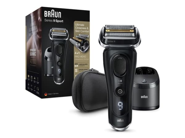 Braun Series 9 9352cc Sport, Folierakapparat, Svart, Grå, Active Quattro Head, Knappar, Batteri, Litium-Ion (Li-Ion)