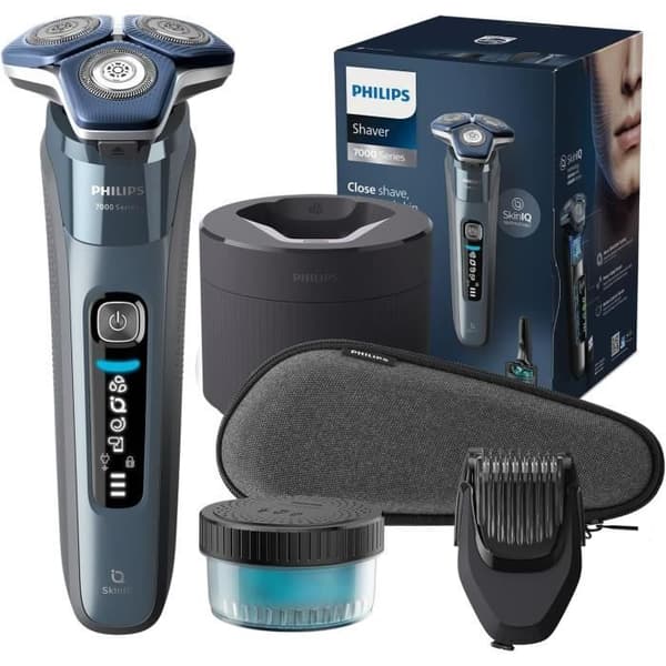 Elektrisk rakapparat - PHILIPS - Serie 7000 - SkinIQ - 60 min batteritid - Inbyggd trimmer