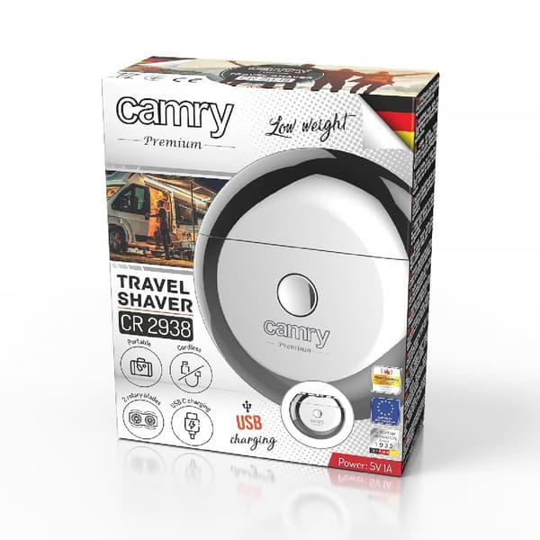 CR 2938 2-hovedet rejsebarbermaskine med USB