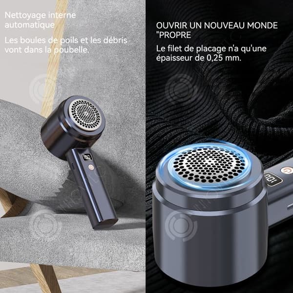 INN Anti-Pilling Rakapparat 8x6,5x13,3cm 8W 360 graders hårbolls-eliminator Lågt brus Digital Power Display L