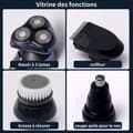 Miniatyrbild 3 av 4: INN elektrisk rakapparat 4 i 1 multifunktion skäggtrimmer 4D roterande huvudrakhyvlar Våt och torr användning IPX6 Vattentät
