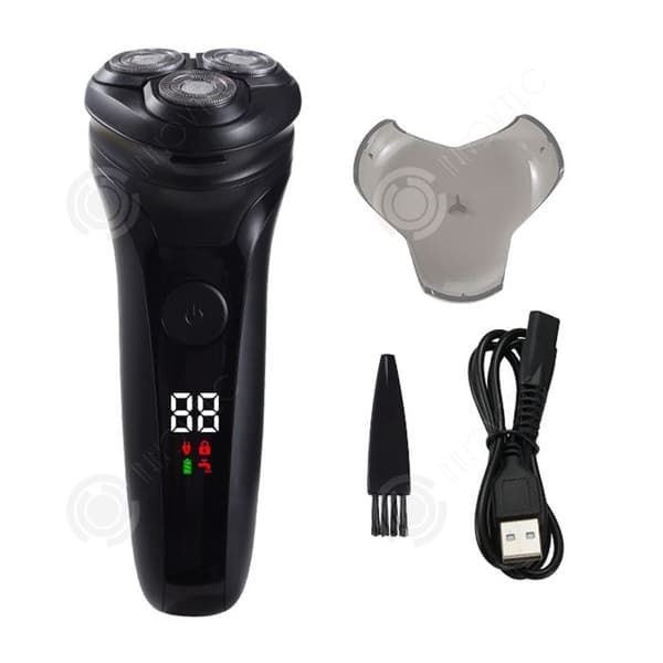 INN 3 Blade Rotary Shaver 3w USB 500-800mAh LCD Digital Display Dubbelring Flytande Head Tvättbar Helkroppsrakapparat