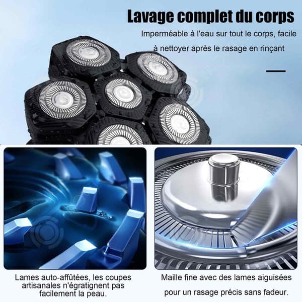 INN Rakapparat 5v USB Power LED-skärm Självrakande män Multifunktionell magnetisk rakhyvel Sexbladshuvud för rakhuvuden