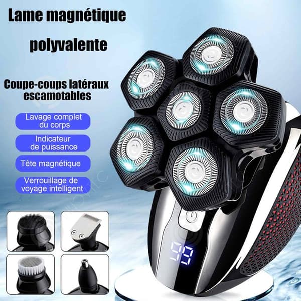 INN Rakapparat 5v USB Power LED-skärm Självrakande män Multifunktionell magnetisk rakhyvel Sexbladshuvud för rakhuvuden