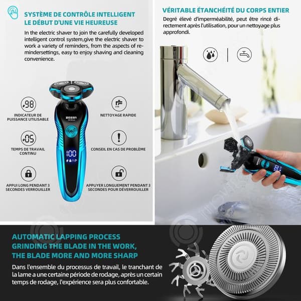 INN Roterande rakapparat 3 blad 5w 5v USB multifunktionell intelligent digital skärm Elektrisk rakapparat 3D Helkroppstvättbar