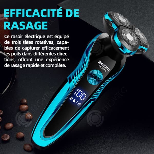 INN Roterande rakapparat 3 blad 5w 5v USB multifunktionell intelligent digital skärm Elektrisk rakapparat 3D Helkroppstvättbar