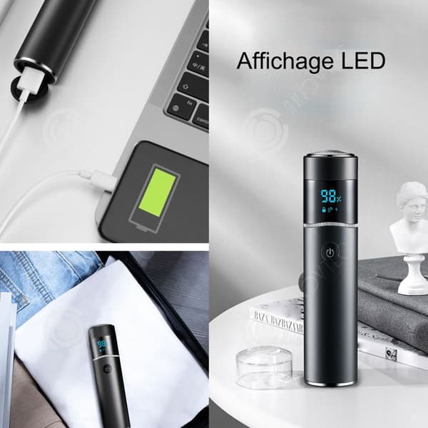 INN Rakapparat 2w 2000mAh LED digital display snabbladdning 8D powerbank rund elektrisk rakapparat bärbar elektrisk rakapparat
