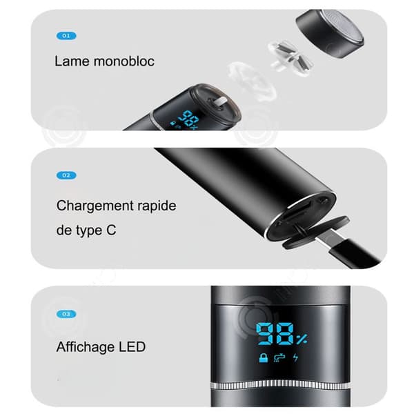 INN Rakapparat 2w 2000mAh LED digital display snabbladdning 8D powerbank rund elektrisk rakapparat bärbar elektrisk rakapparat