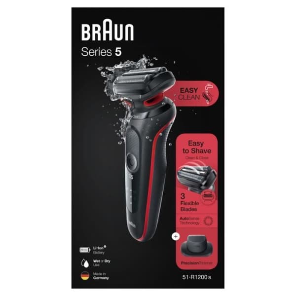 Braun Series 5 elektrisk rakapparat med precisionstrimmer - Röd