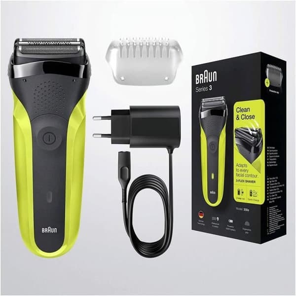 Braun 300s elektrisk folierakapparat - Series 3 svart och grön