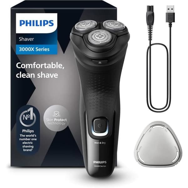Elektrisk rakapparat - PHILIPS - Series 3000X - Våt & Torr - SkinProtect-teknologi - Djup svart