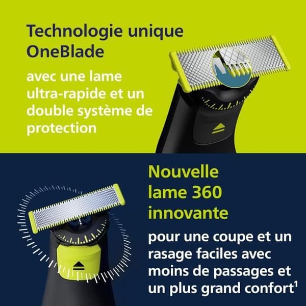 Philips OneBlade Pro 360 Autentisk Ansikte+Kropp - Elektrisk skäggtrimmer, rakapparat och kroppstrimmer med innovativt 360-blad.