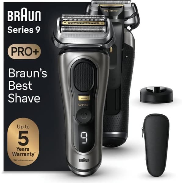 BRAUN elektrisk rakapparat - Series 9 PRO+ 9515s - 5 rakelement, integrerad precisionstrimmer, laddningsbas, vattentät