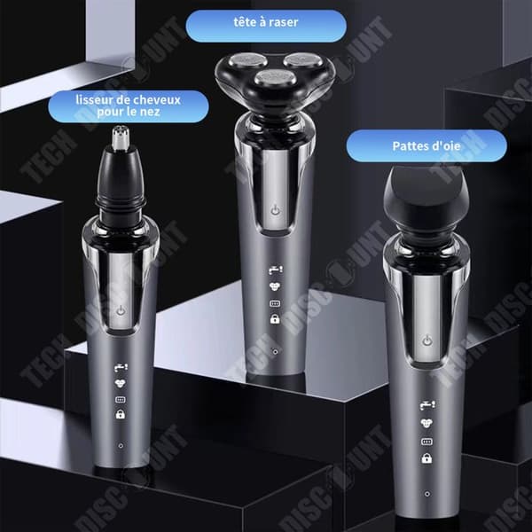 TD 1 stycke grå elektrisk rakapparat Seiko Tri-Blade Razor Uppladdningsbar elektrisk rakapparat för män Skäggtrimmer med hög precision