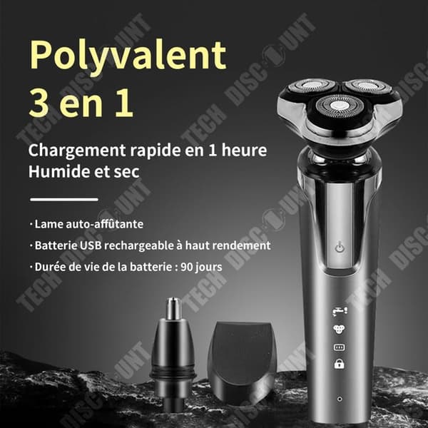 TD 1 stycke grå elektrisk rakapparat Seiko Tri-Blade Razor Uppladdningsbar elektrisk rakapparat för män Skäggtrimmer med hög precision