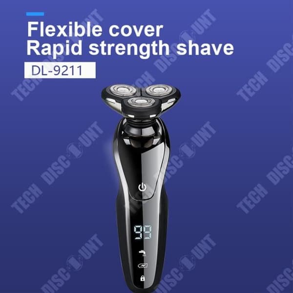 TD® DL-9211 Ny elektrisk rakapparat Vattentät roterande rakapparat med tre blad