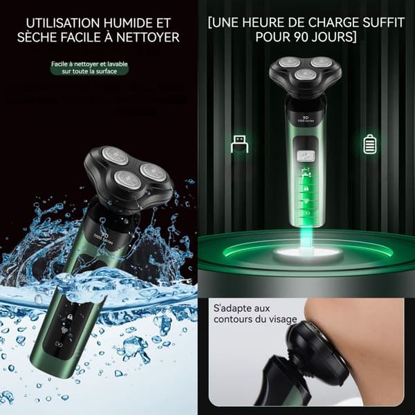 C Elektrisk rakapparat 100-240v Tillämplig spänning män 3D flytande uppladdningsbar 4 i 1 skäggtrimmer Näsrengöringsborste