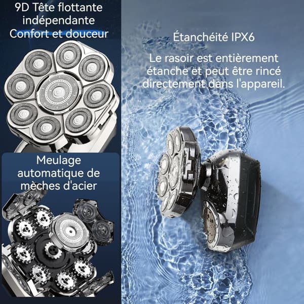 TD® vattentät elektrisk rakapparat Digital Display Razor 6 i 1 Multifunktionell Razor Set Svart present för män