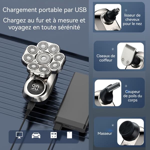 TD® vattentät elektrisk rakapparat Digital Display Razor 6 i 1 Multifunktionell Razor Set Svart present för män