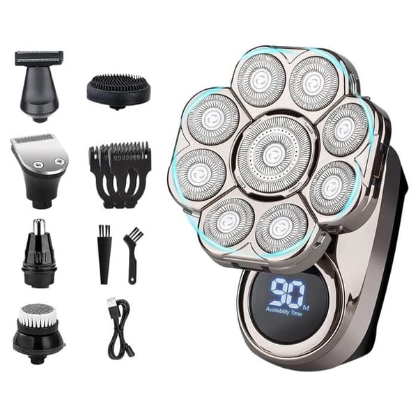 TD® vattentät elektrisk rakapparat Digital Display Razor 6 i 1 Multifunktionell Razor Set Svart present för män