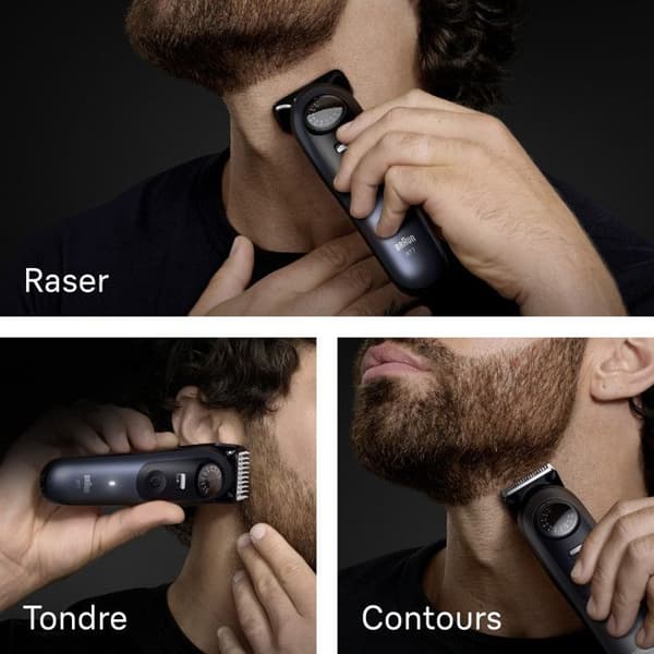 Braun Skäggtrimmer Series 7, + 6 Barbverktyg, 40 Längder, ProBlade Blad, BT7520, Blå