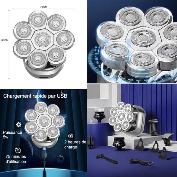 TD® vattentät elektrisk rakapparat multifunktionsrakhyvel 8D rakhyvel för män Vattentät hårklippning nosset