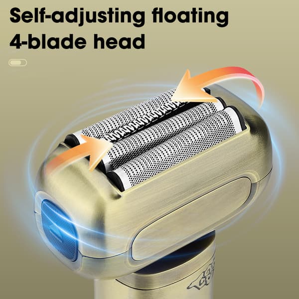 INF Elektrisk barbermaskin for menn med 4-blads folie - Gull