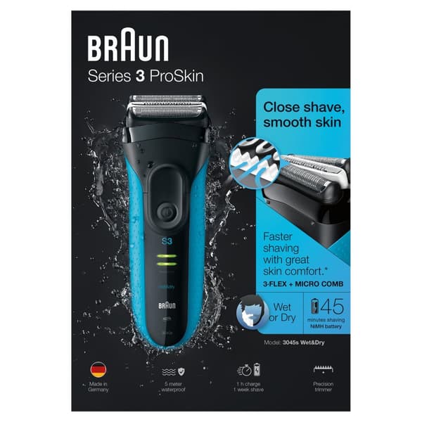 Braun 3045S Folieshaver Trimmer Blå barbermaskine til mænd (131694)