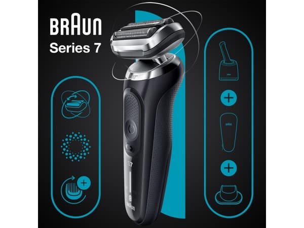 Braun Series 7 71-N7200cc, Folierakapparat, Svart, Knappar, LED, Batteri, Litium-Ion (Li-Ion)