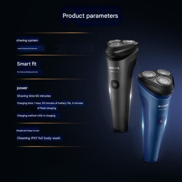 Philips (PHILIPS) elektrisk barbermaskine til mænd våd og tør barbermaskine med dobbelt barbering S2509