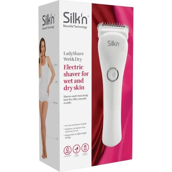 Silk'n LadyShave Wet&Dry Vattentät elektrisk rakapparat för kvinnor - 2 hastigheter - Batteridriven