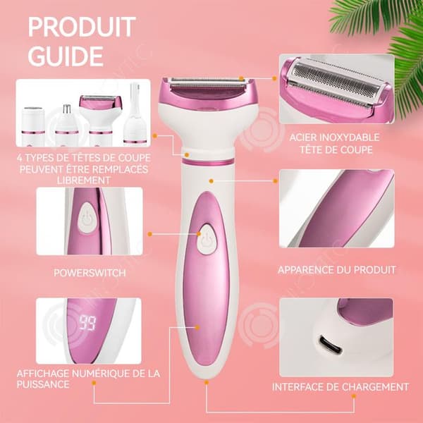 INN Epilator 4 i 1 epilator för kvinnor trimmer för bikini ansikte ögonbryn näsa armhålor USB uppladdningsbar med numerisk display