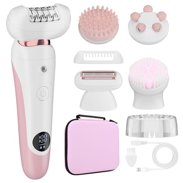 INF 5-in-1 Lady Shaver: Sähköinen naisten parranajokone karvanpoistoon Vaaleanpunainen