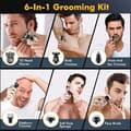 Miniatyrbillede 8 af 9: 6-i-1 multifunktionel elektrisk barbermaskine til mænd – kraniebarbering, skægtrimmer og ansigtsrens
