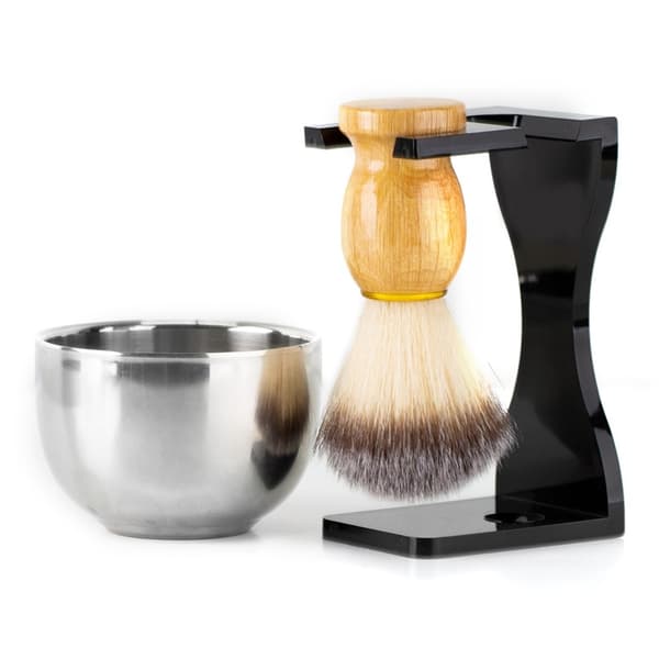 3-i-1 sett Barberbarberstativ Skål for skjegg i rustfritt stål
