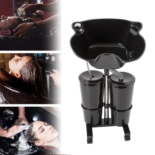 Transportabel Schamponeringsskål, Justerbar Höjd, Dubbel Hink System, Ergonomisk Design