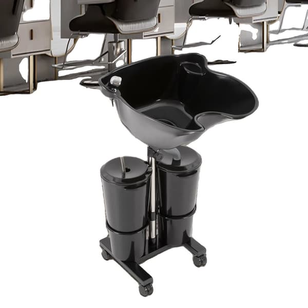 Transportabel Schamponeringsskål, Justerbar Höjd, Dubbel Hink System, Ergonomisk Design