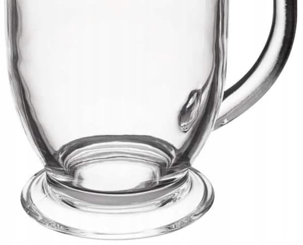 Glas med hank 460ml glaskrus på fod til kaffe og te