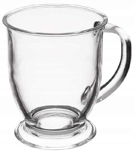 Glas med hank 460ml glaskrus på fod til kaffe og te