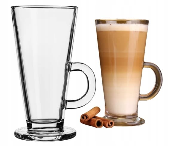Läpinäkyvä kahvilattelasi kahvalla 260 ml Latte