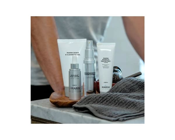 Jan Marini® Men's System: raknings- och rengöringsgel, Bioclear lotion + Age Intervention peptide extreme +Antioxidant dagligt ansiktsskydd SPF 33