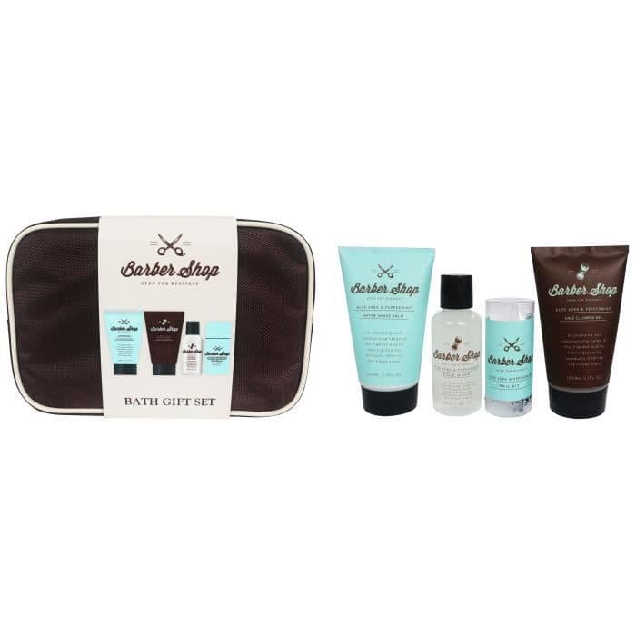 Glans - Rakningset för män - Brunt badkit inklusive manikyrset - Aloe vera och pepparmynta