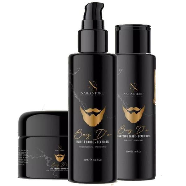 Naila Store - Golden Wood Beard Kit -