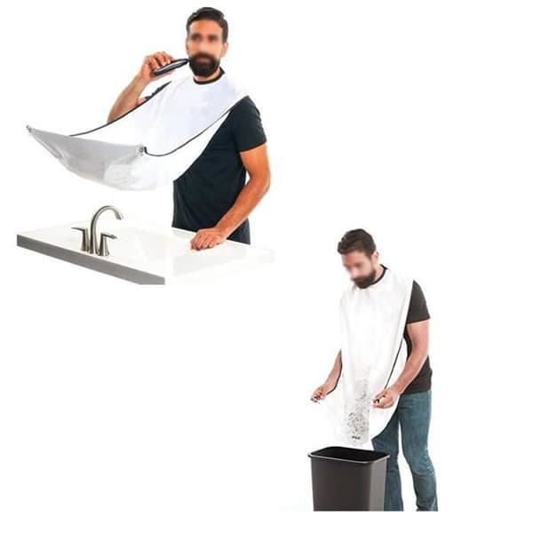 Skägghaklapp Skäggförkläde Innovation Rakning Hair Catcher Förkläde för enkel rakning (Vit)
