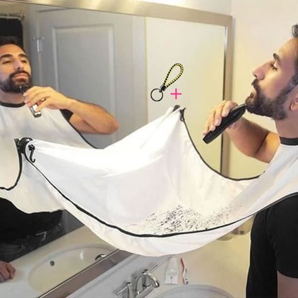 Skägghaklapp Skäggförkläde Innovation Rakning Hair Catcher Förkläde för enkel rakning (Vit)