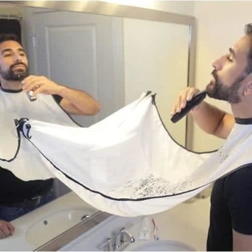 Skäggförkläde för en gentlemans ren rakning, Hair Catcher Beard Haklapp, Barber Cape, perfekt present för män (vit)