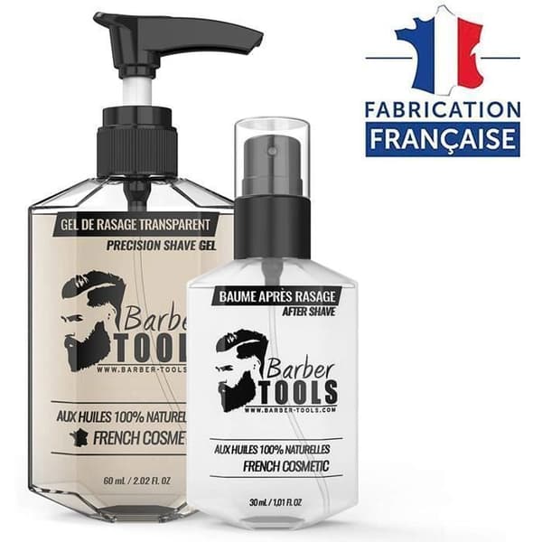Raksats - Rakhyvel med 40 dubbla blad + Transparent rakgel + After shave balm + Barberväska