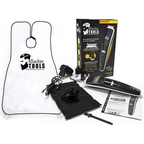 Kit/set/box (16 produkter) för underhåll och skötsel av skägg och rakning + trimmer och haklapp - Kosmetika Made in France